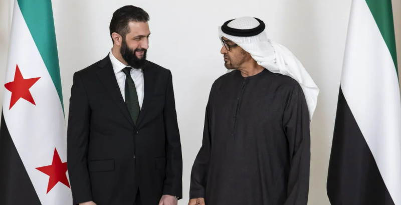 رسالة شكر وعرفان من أحمد الشرع إلى رئيس دولة الإمارات