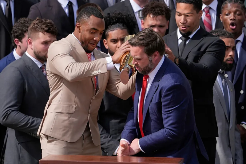 US Vice President JD Vance breaks Ohio State's NCAA championship on White House visit