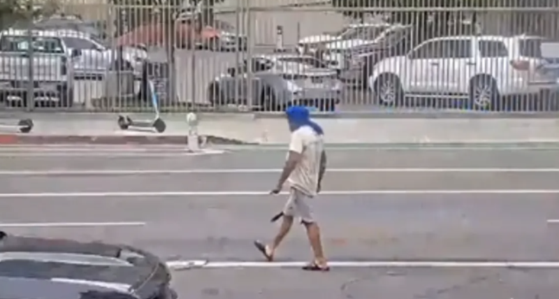 بالفيديو.. هندي يهاجم المارّة بـ"ساطور" في أميركا