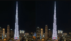 هكذا رحب برج خليفة بزيارة ترامب للإمارات