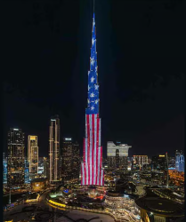 Burj Khalifa lit in US colours as President Donald Trump visits UAE